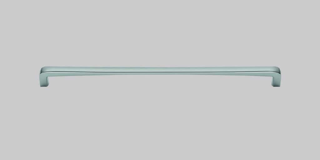 Handle for custom furniture, modern design, silver finish, high-quality craftsmanship.