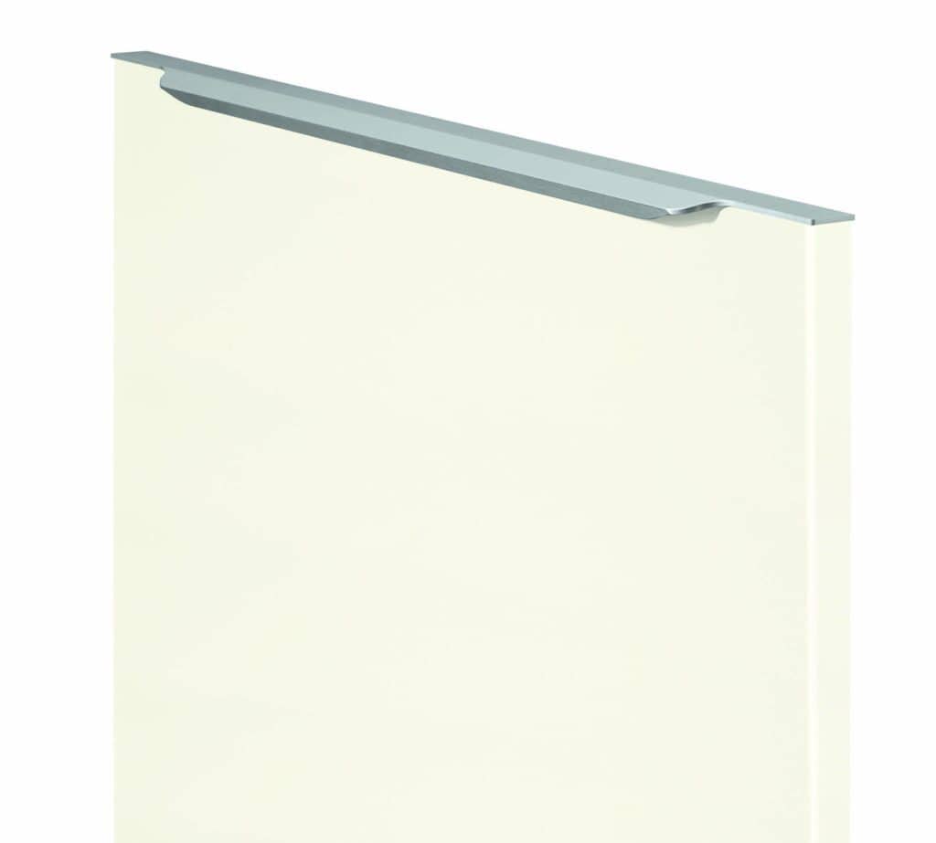 White cabinet handle for modern furniture design, sleek and functional.