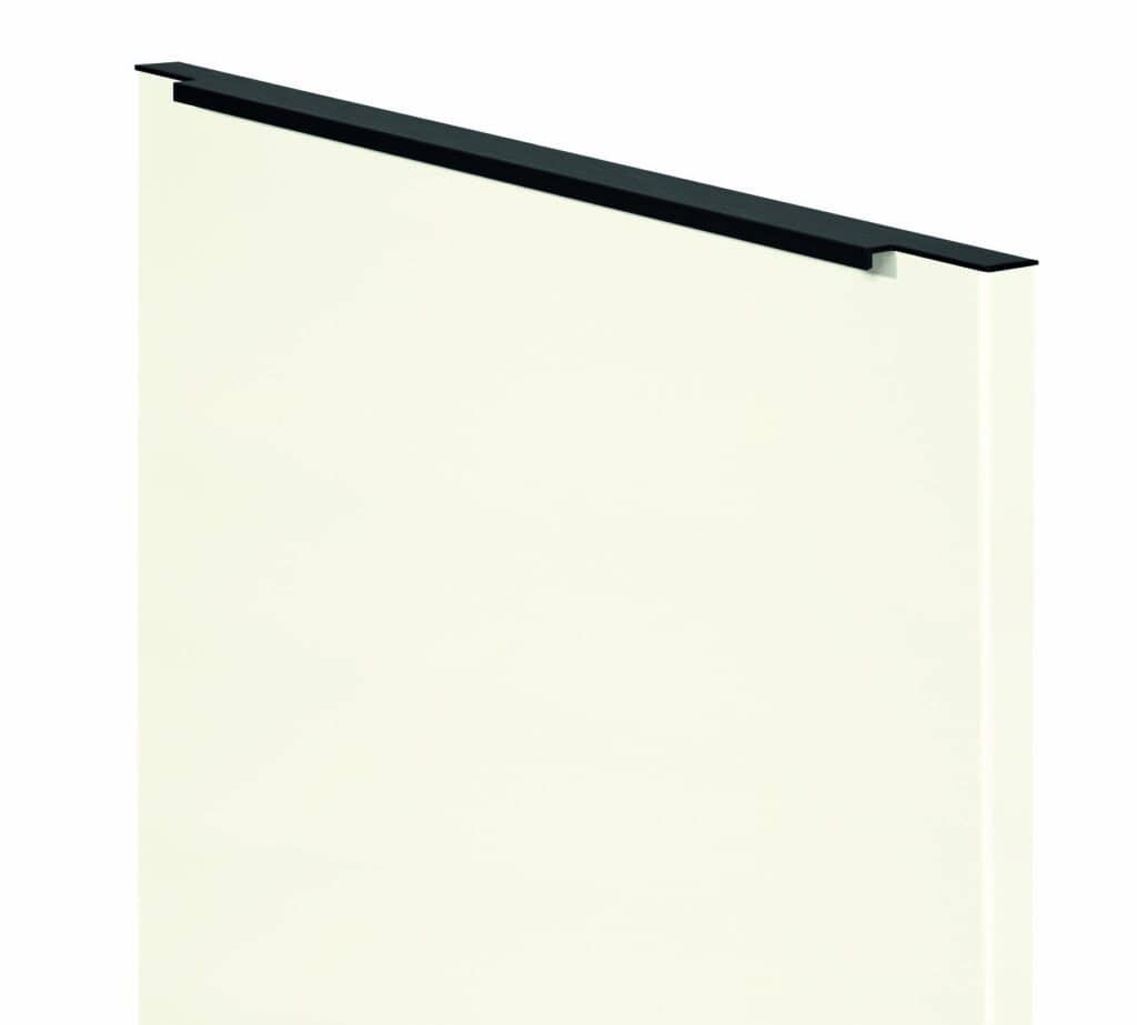 White cabinet with black handle, modern furniture for home storage.